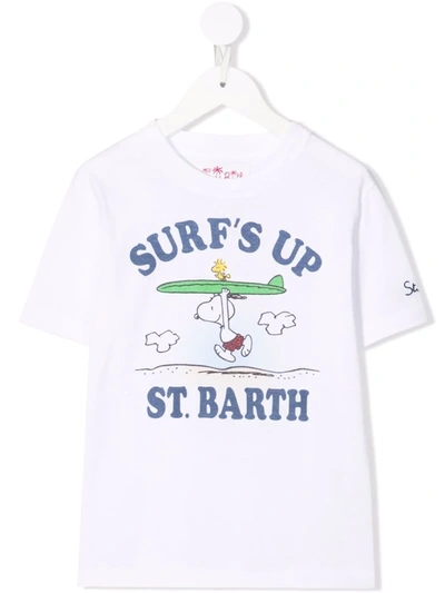 Mc2 Saint Barth Kids' Snoopy-print Cotton T-shirt In White