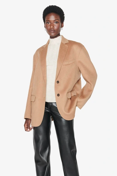 Anine Bing Quinn Blazer In Camel Cashmere Blend