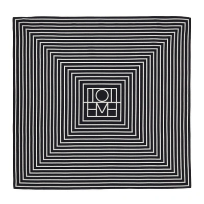 Totême Navy And White Striped Silk Scarf