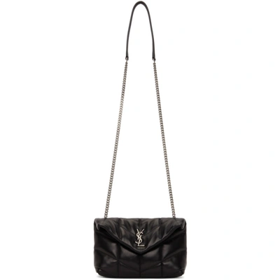 Saint Laurent Loulou Puffer Monogram Leather Shoulder Bag In Black
