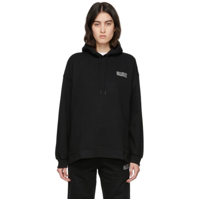 Ganni Logo-embroidered Oversize Hoodie In Black