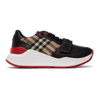Burberry Ramsey Vintage Check Red Sole Low-top Sneakers In Black-archive Beige