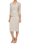 Slny Lace Sequin Detail Dress & Jacket 2-piece Set In Cha