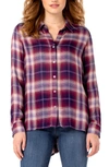 LIVERPOOL LOS ANGELES LIVERPOOL PLAID BUTTON BACK OVERSIZE SHIRT