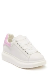 Steve Madden Gaines Platform Sneaker In White/ Pink