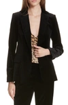 Frame Stretch Velvet Blazer In Noir