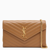 Saint Laurent Hazel Monogram Chain Wallet In Beige