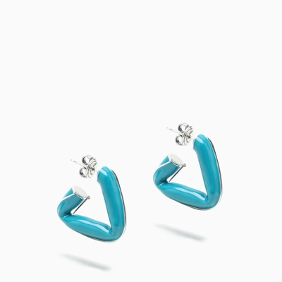 Bottega Veneta Petrol Blue Triangle Hoop Earrings