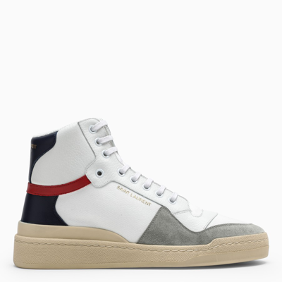Saint Laurent Sl24 Panelled Leather Hi-top Trainers In Pattern