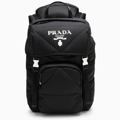 Prada Black Re-nylon Padded Backpack With Hood