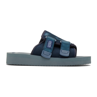 Suicoke Kaw-vs Webbing-trimmed Suede Sandals In Blue
