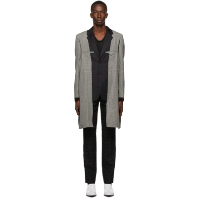 Comme Des Garçons Homme Deux Reversible Wool Check Blazer Coat In 1 Blk X Nat