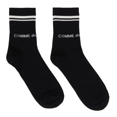 Comme Des Garçons Homme Deux Logo Knit Mid-calf Socks In Black