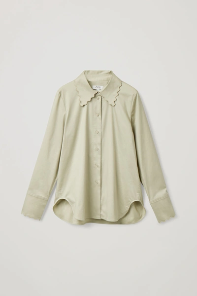 Cos Scalloped-edged Shirt In Green
