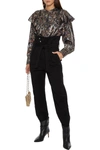 Iro Meysam Ruffled Printed Metallic Silk-blend Blouse In Black