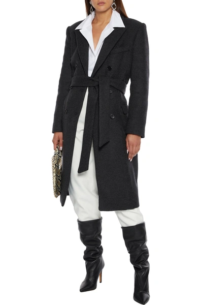 Iro Is Double-breasted Belted Wool-blend Felt Coat In Charcoal
