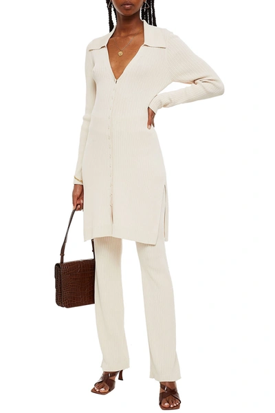 Nicholas Jasmin Ribbed-knit Top In Cream