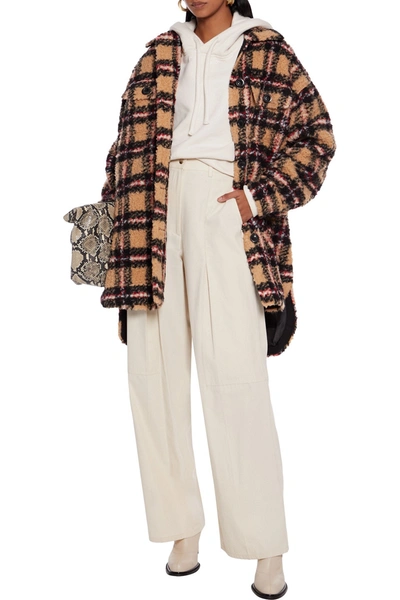 Stand Studio Sabi Checked Faux Shearling Jacket In Beige