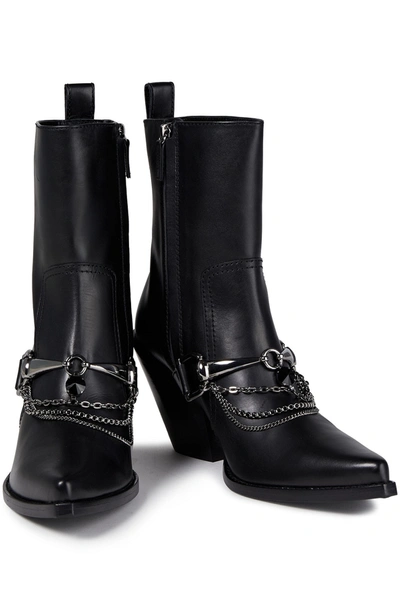 Redemption Chain-embellished Leather Ankle Boots In Black