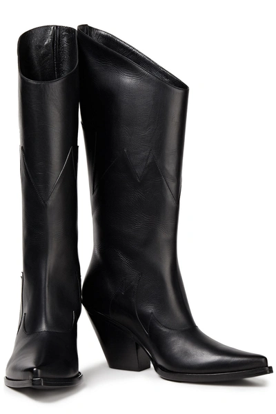 Redemption Bead-embellished Leather Boots In Black