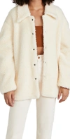 A.W.A.K.E. FAUX SHEARLING ROUNDED SNAP BUTTON JACKET,AWAKE30193