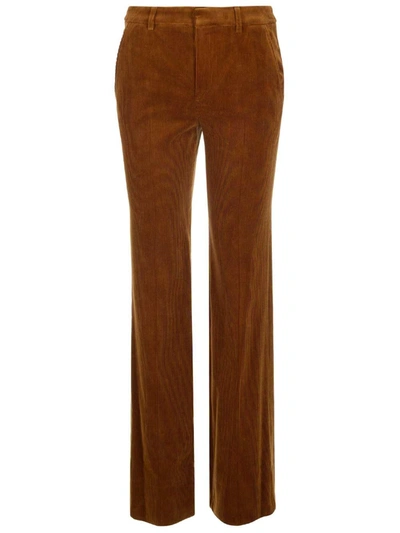 Saint Laurent Corduroy Straight-leg Trousers In Red