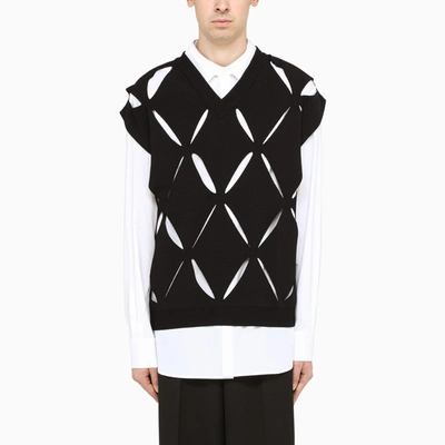 Valentino Black Knitted Cut-out Waistcoat
