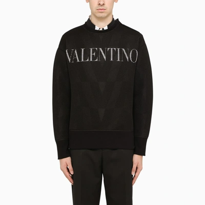Valentino Black Mesh Logo-print Sweatshirt