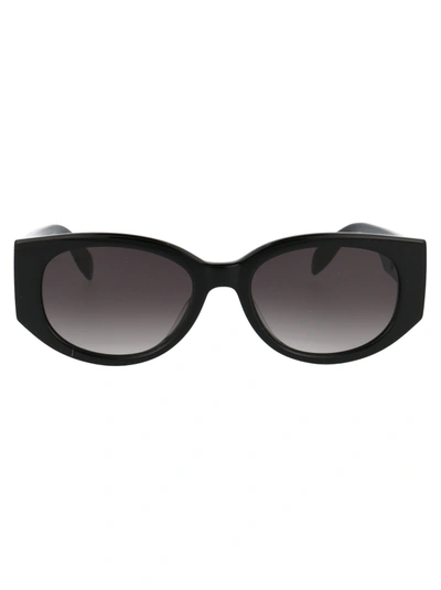 Alexander Mcqueen Cat Eye-frame Logo-print Sunglasses In Black
