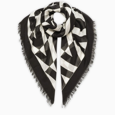 Valentino Cashmere And Silk Logo-jacquard Scarf In Black