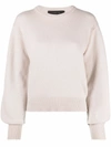 FEDERICA TOSI WHITE ROUND-NECK JUMPER WITH BALLOON SLEEVES