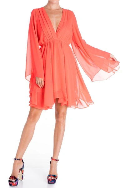 Meghan La Sunset Bell Sleeve Mini Dress In Flame