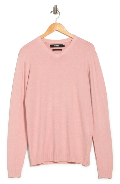 X-ray V-neck Rib Knit Sweater In Light Pink