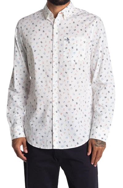 Original Penguin Chess Print Slim Fit Shirt In Sargasso Sea | ModeSens