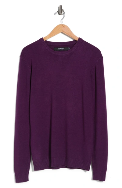 X-ray Crew Neck Knit Sweater In Eggplant
