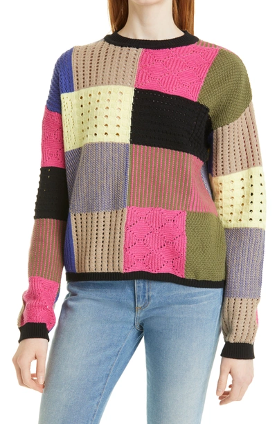 Nicole Miller Potholder Crewneck Sweater In Multicolor