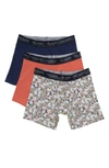 Ted Baker Cotton Stretch Boxer Briefs In Hot Sauce/ Navy