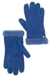 Ugg Genuine Dyed Shearling Slim Side Vent Gloves In Deep Periwinkle