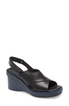 Camper Kyra Wedge Sandal In Black Leather
