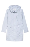 Cole Haan Signature Back Bow Packable Hooded Raincoat In Mist