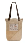VINTAGE ADDICTION RESCUE DOG RECYCLED TENT TOTE BAG