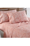 Southshore Fine Linens Perfect Paisley Printed Sheet Set In Coral Haze W/ White Pasiley