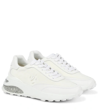 Jimmy Choo Memphis Nylon And Leather Sneakers In White