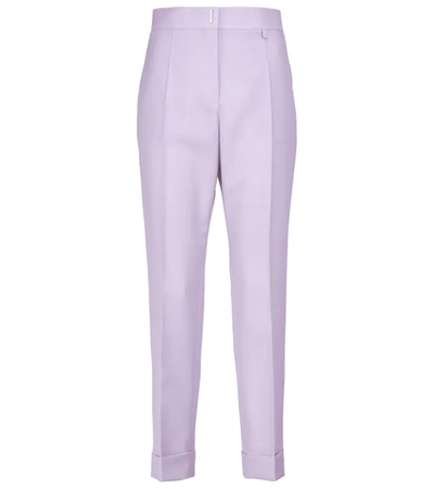 Givenchy 高腰修身羊毛和马海毛裤装 In Lilac