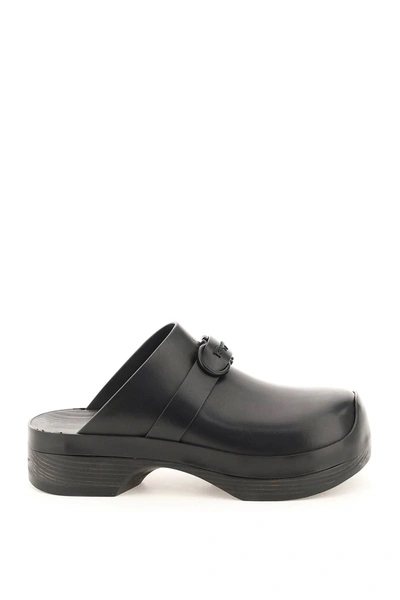 Ferragamo Gancini Ornament Clogs In Black