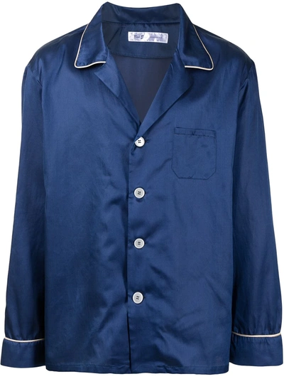 Fred Segal Long-sleeve Pyjama Shirt In Blue