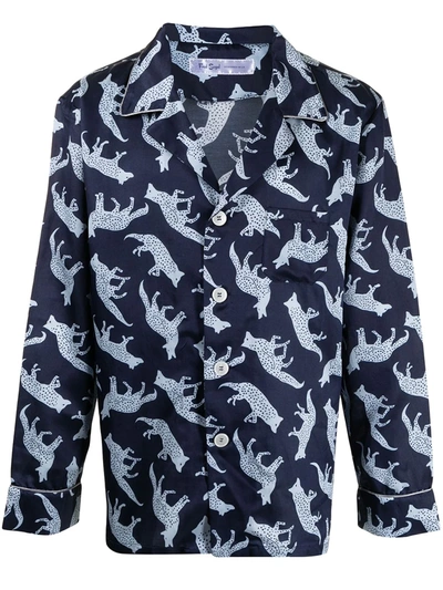 Fred Segal Coyote Print Pyjama Shirt In Blue