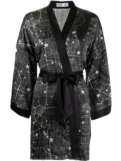 Fred Segal Star Map Print Dressing Gown In Black