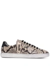 PALM ANGELS NEW TENNIS PYTHON-PRINT SNEAKERS