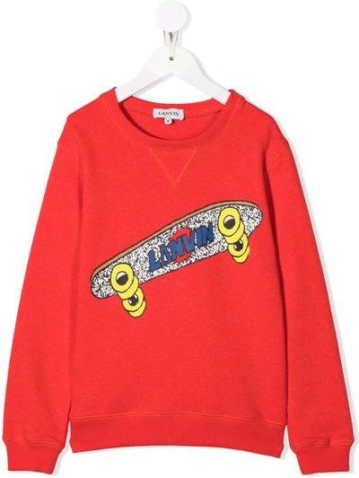 Lanvin Enfant Kids' Skate-print Sweatshirt In Red